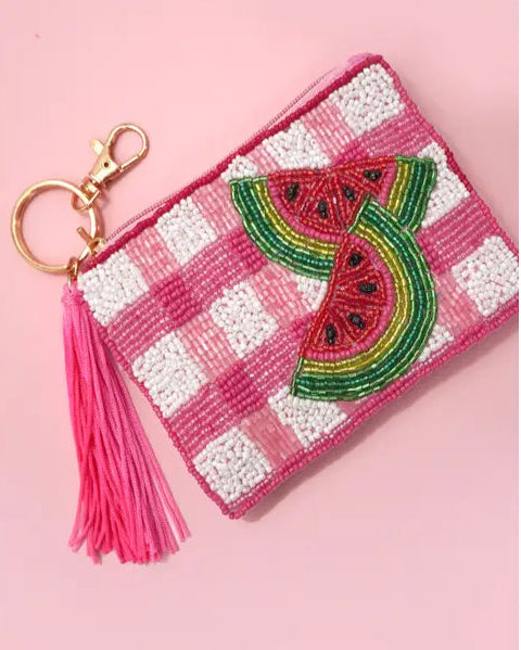Watermelon Beaded Coin Purse