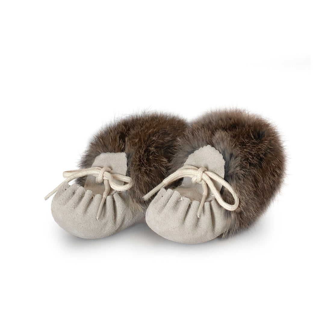 Baby Moccasin- Fur Collar + Insole- Ice