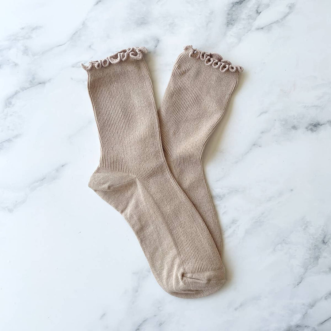 Ruffle Socks - Mocha