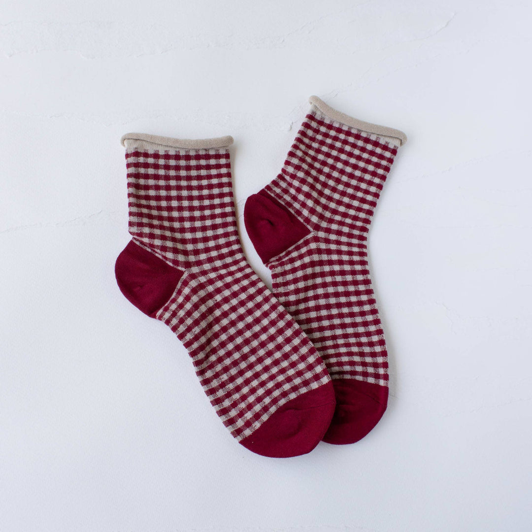 Picnic Socks - Burgundy