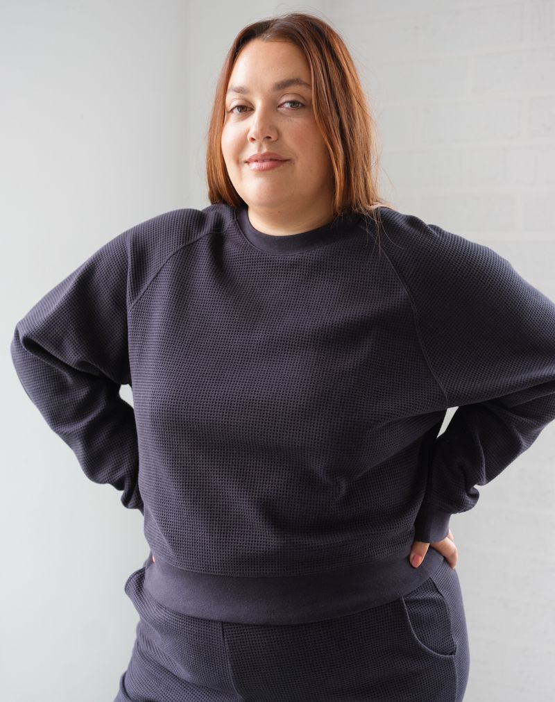 Brunette The Label Waffle Crewneck - Navy