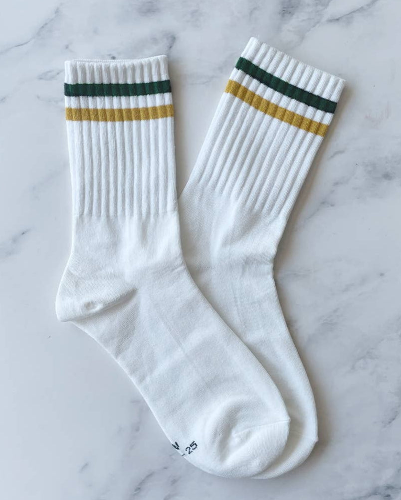 Vintage Sports Socks: Green Stripe