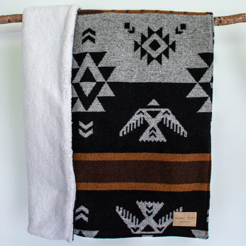 Mini Tipi Thunderbird Indigenous Reversible Baby Blanket