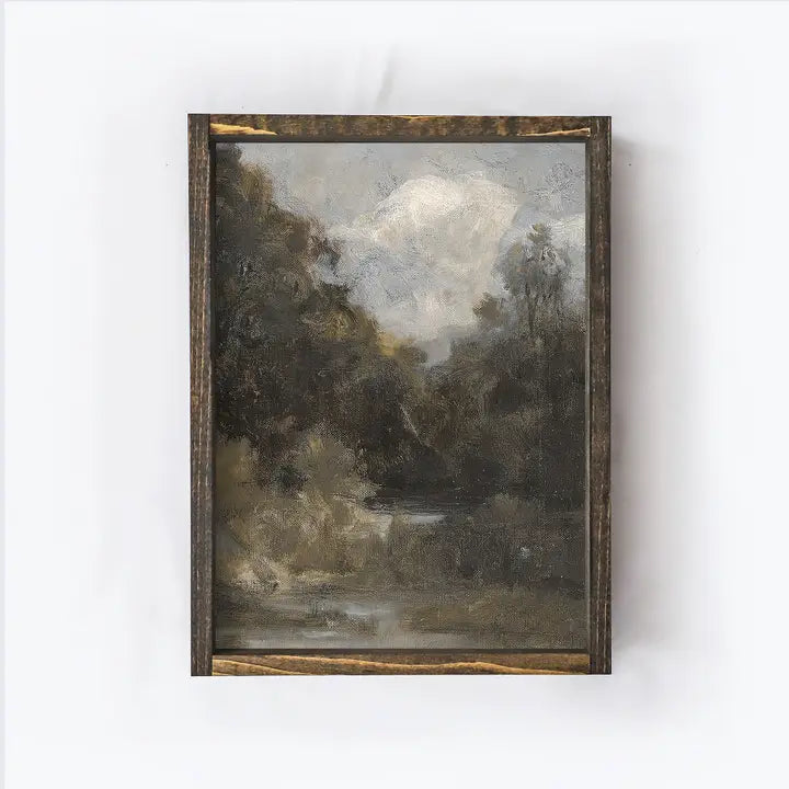 Vintage Abstract Landscape Scene - Espresso Wash
