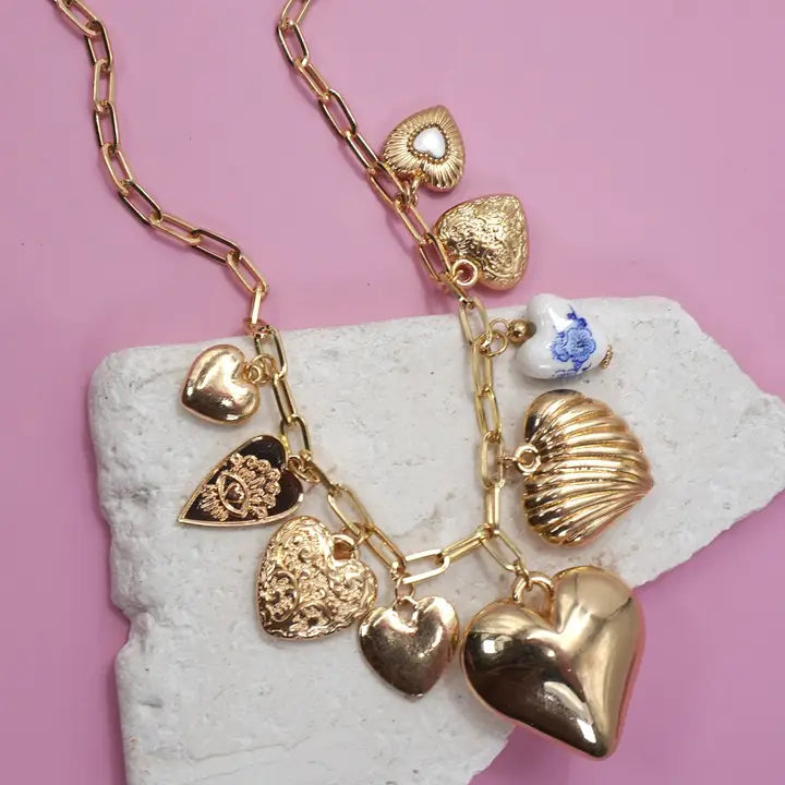 Heart Charm Necklace - Gold