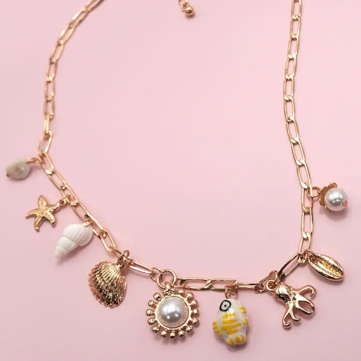 Sea Life Charm Necklace - Gold