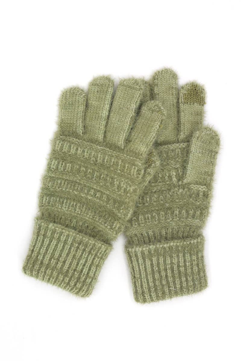 Knit Smart Touch Gloves - Olive