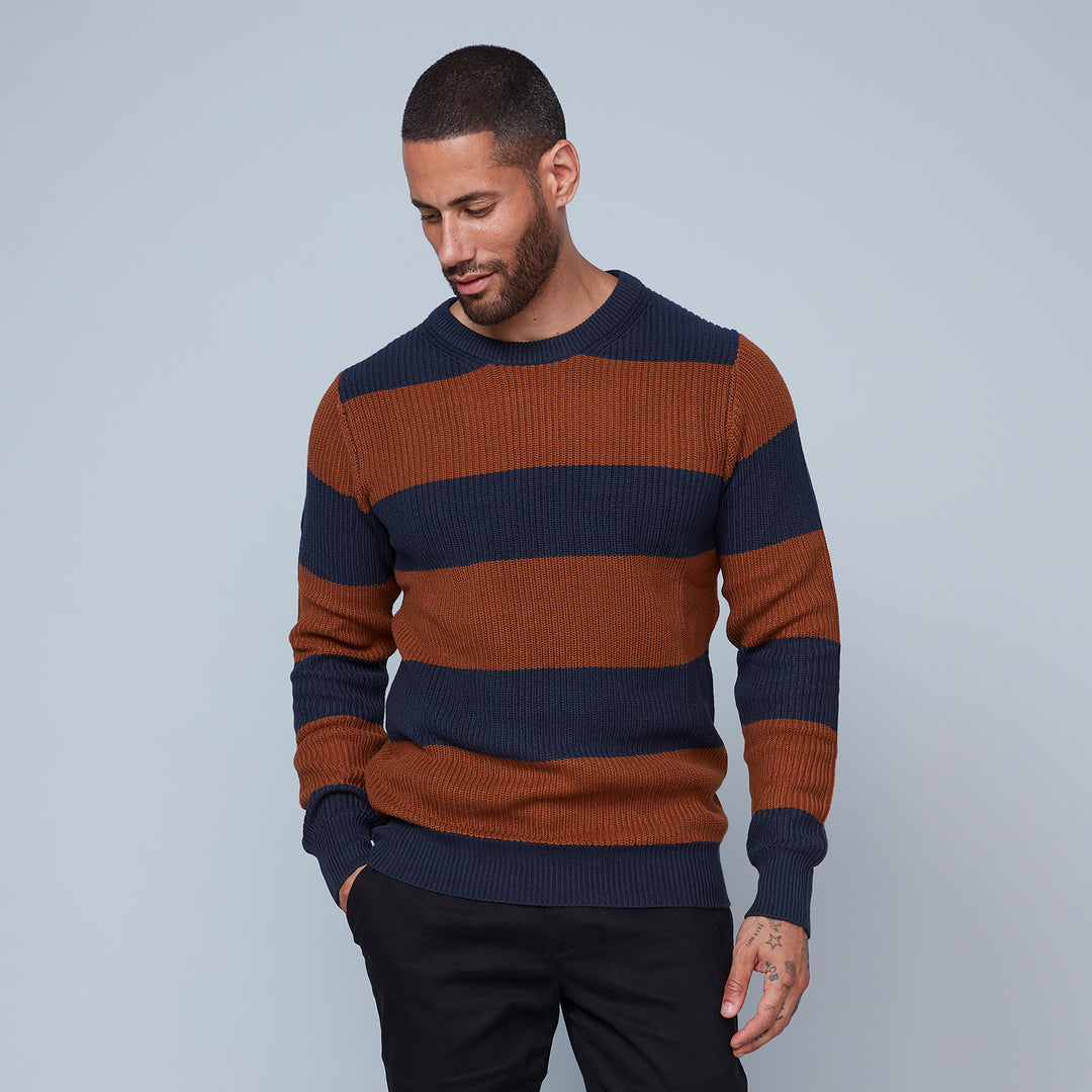 Midtown Striped Knit Sweater - Navy