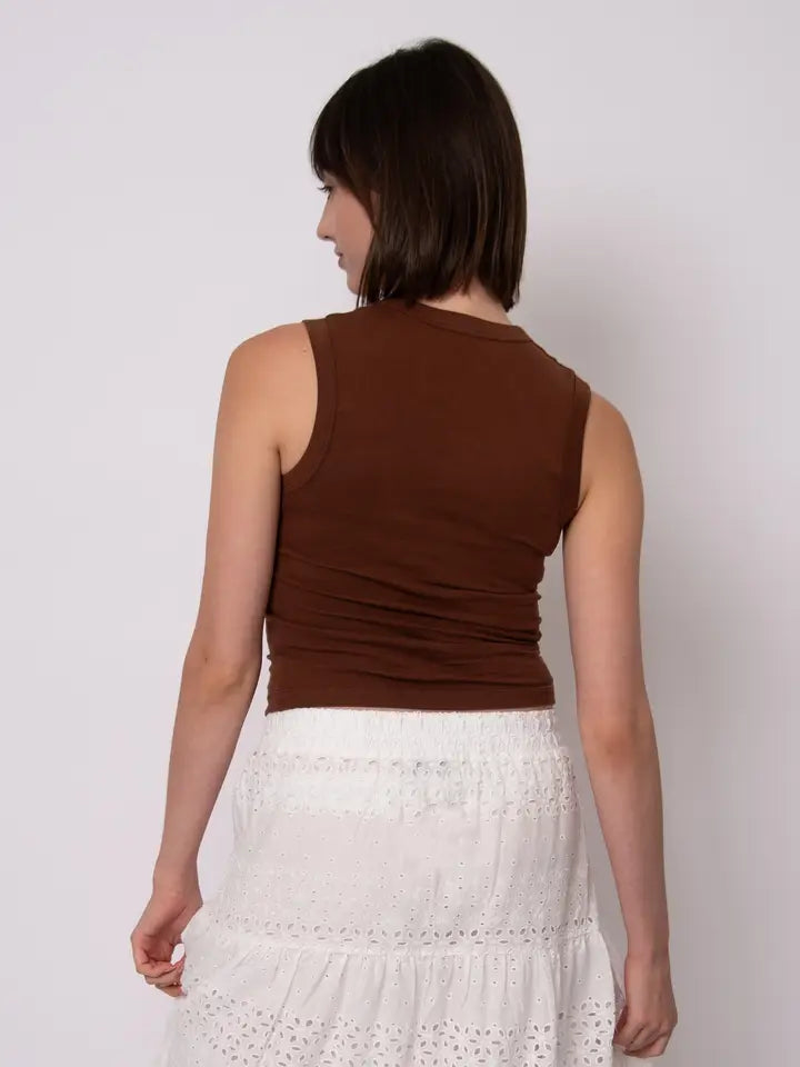 Maxim V-Neck Tank- Cocoa