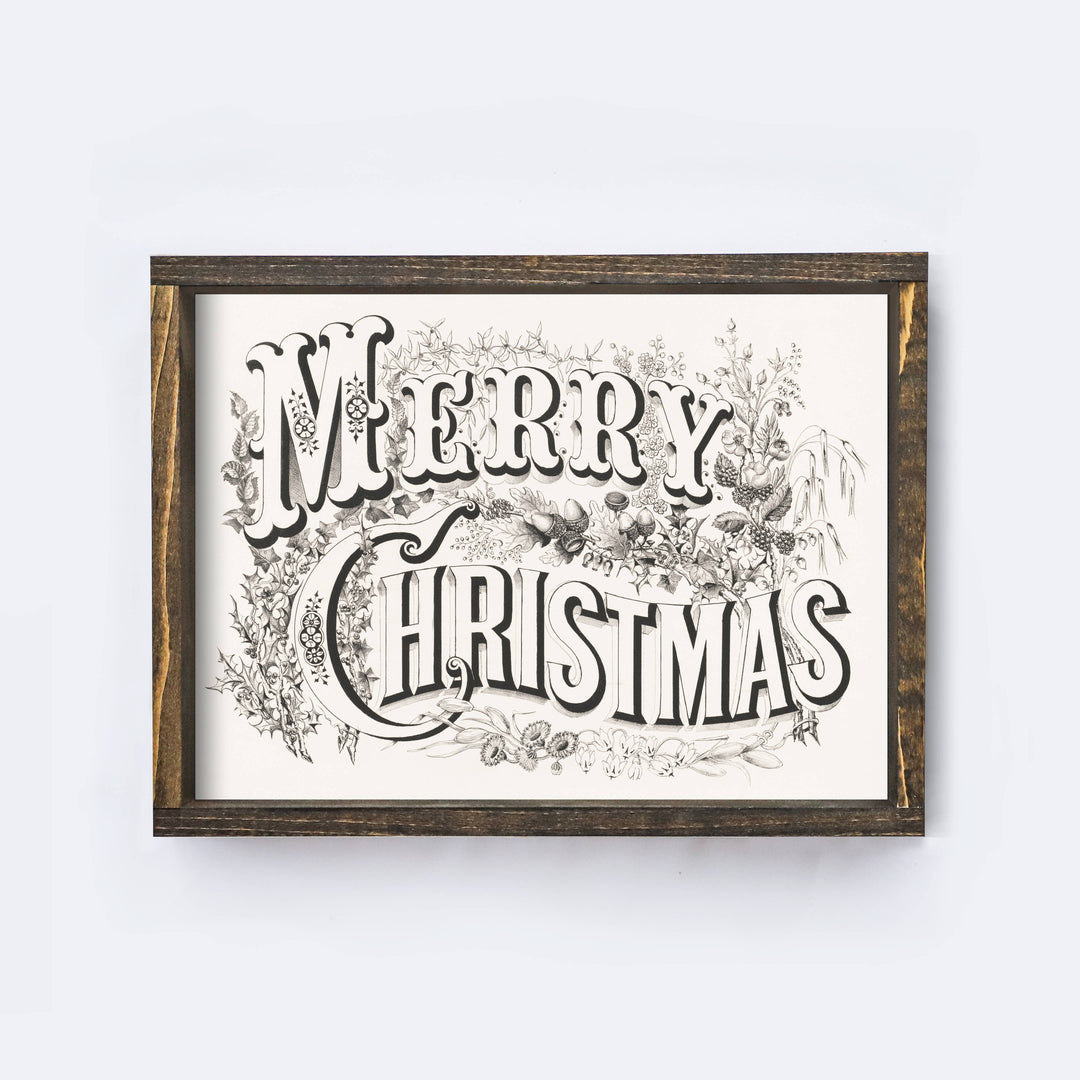 Vintage Merry Christmas Wood Sign