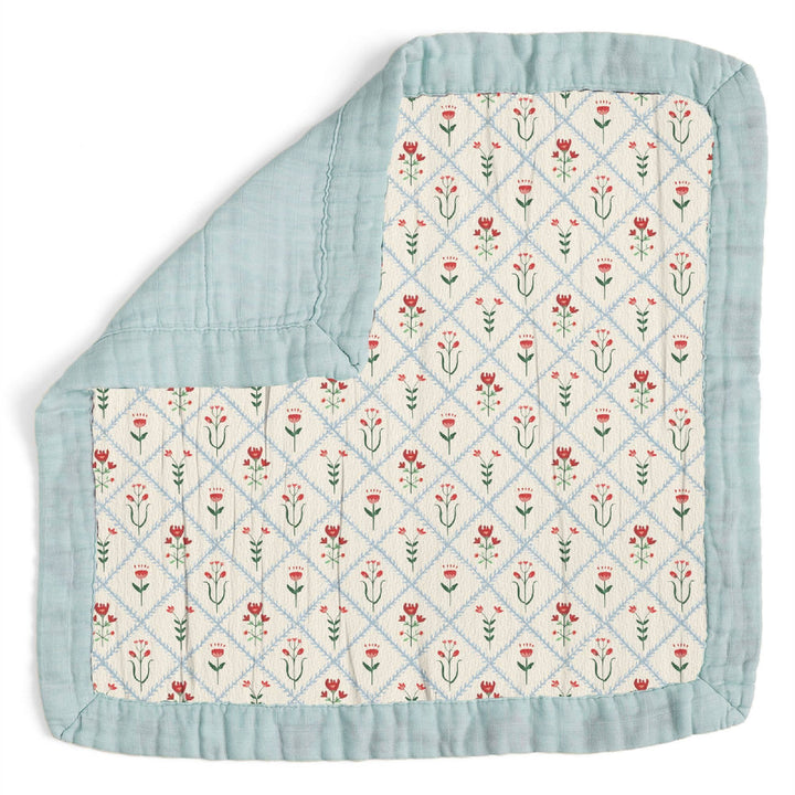 Scandinavian Folk Floral Diamond Baby Lovey Muslin Blanket