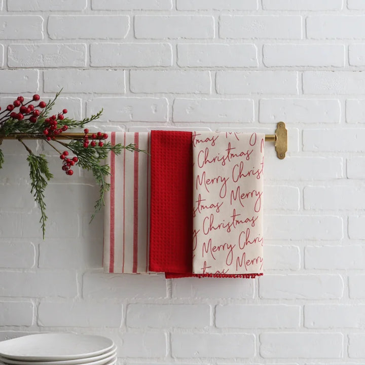 Merry Christmas Tea Towel Set Of 3