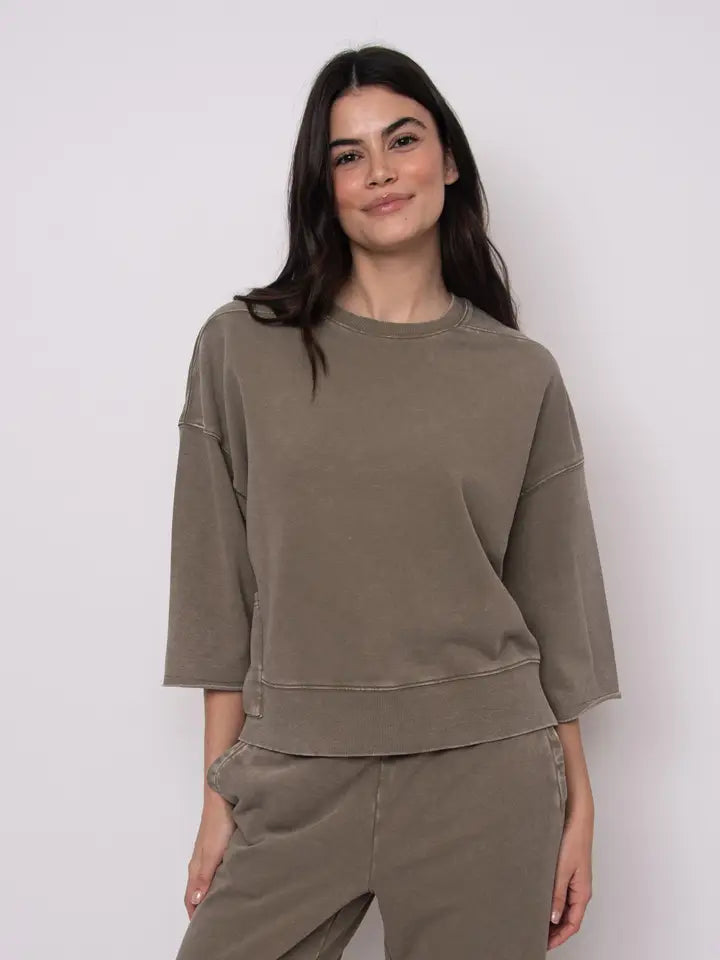 Brie French Terry SS Top- Smokey Olive