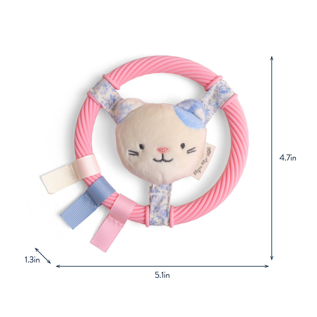 Itzy Ring Pal™ - Teething Ring with Plush Character: Pink Kitty