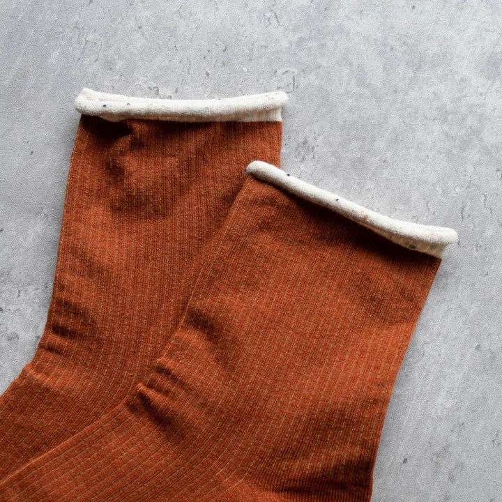 Rust Rolled Seam Socks