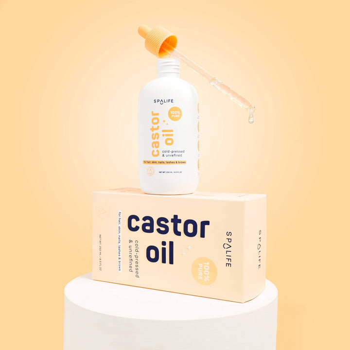 Castor Oil 100% Pure For Hair Skin Lashes - Peach Bottle