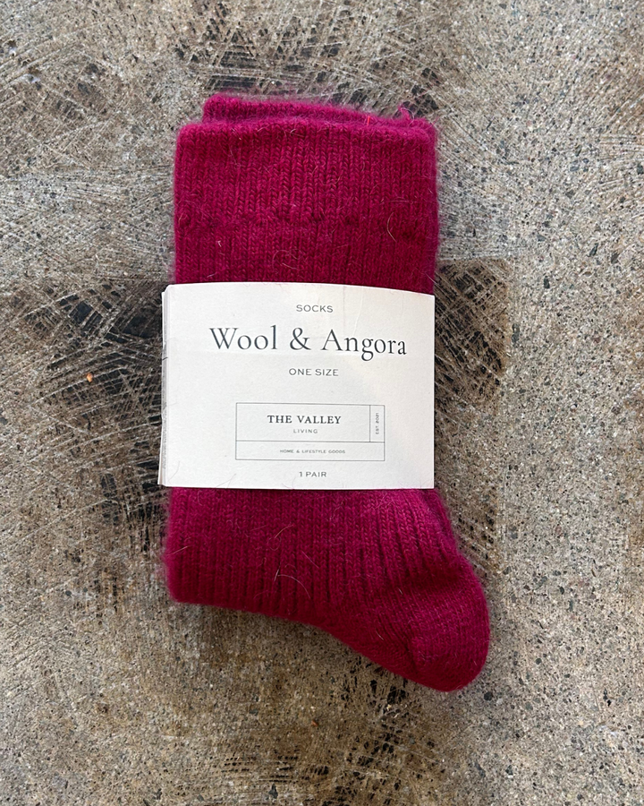 Women's Wool & Angora Crew Socks – Chili Red