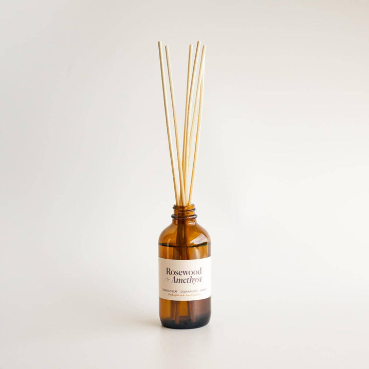 Rosewood + Amethyst | Clean Reed Diffuser: Diffuser Set (with box + reeds)