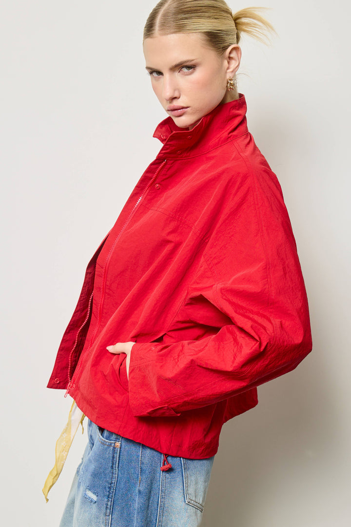 Utility Windbreaker Jacket: Red