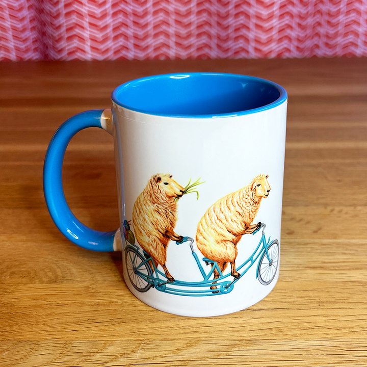 Sheep riding a Bike Mug: 11oz - 325ml