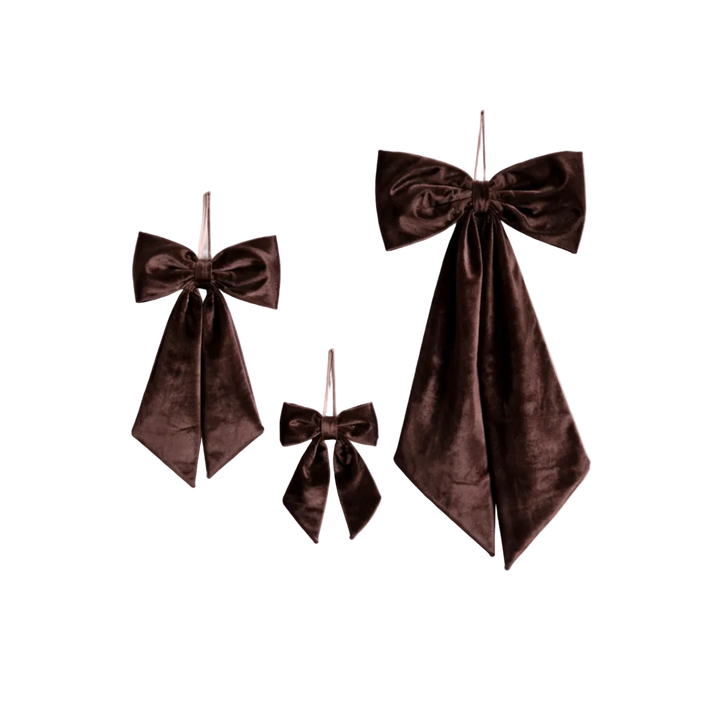 Brown Velvet Fabric Bows: Small