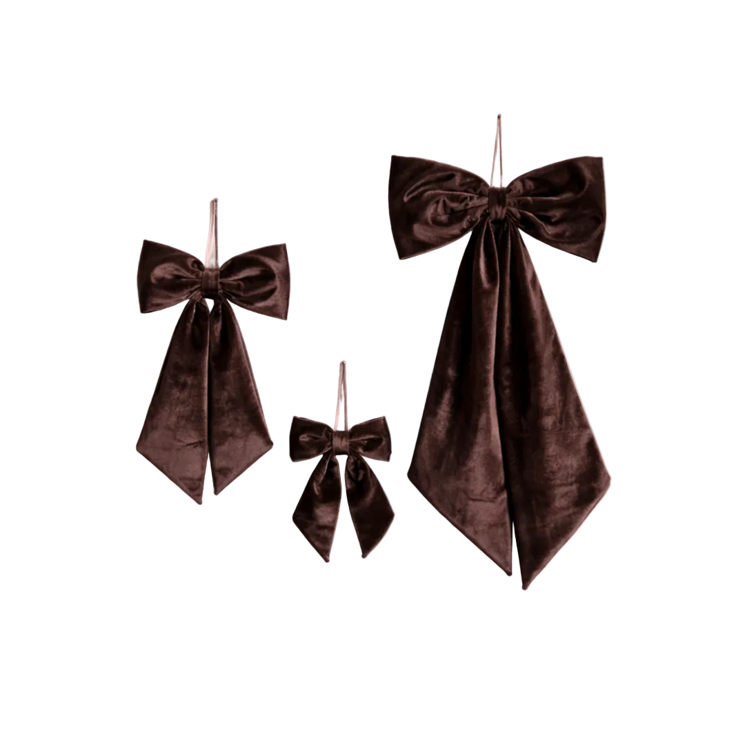Brown Velvet Fabric Bows: Medium