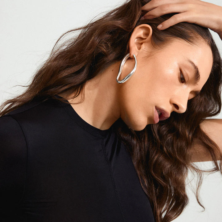 Dune Large Hoop Earrings - Silver