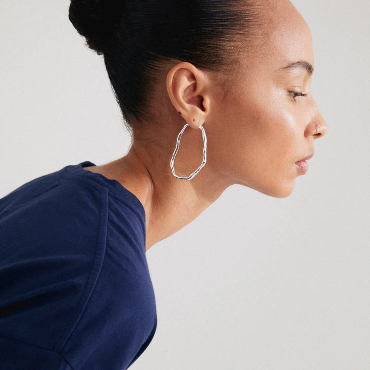 Light recycled large hoops - Silver