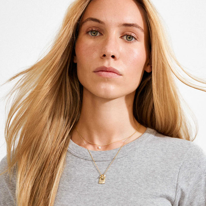 Fire Recycled Crystal Pendant Necklace 2-in-1 - Gold