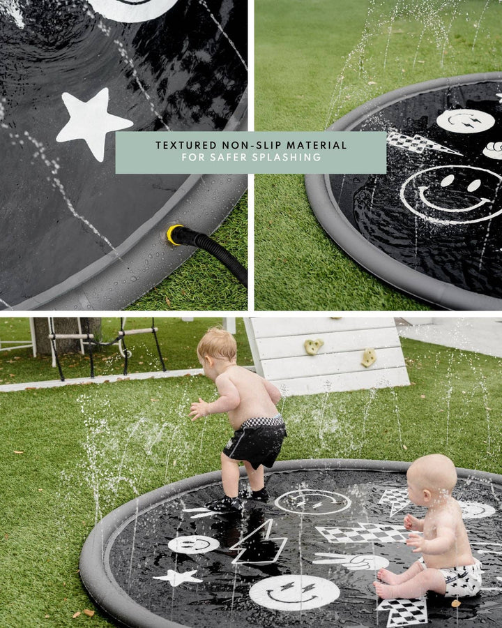 Sprinkler Splash Pad for Kids: Monochrome Smiley