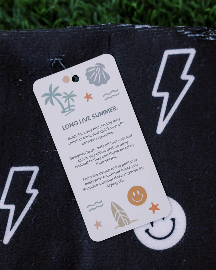 Kids Hooded Beach Poncho - Monochrome Smiley