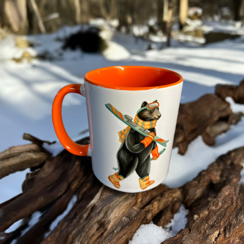 Bear skiing Mug: 15oz - 445ml