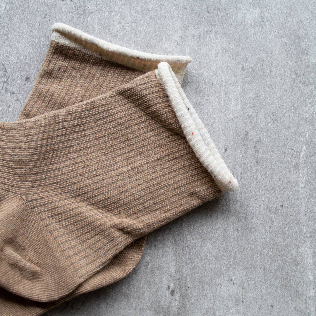Mocha Rolled Seam Socks