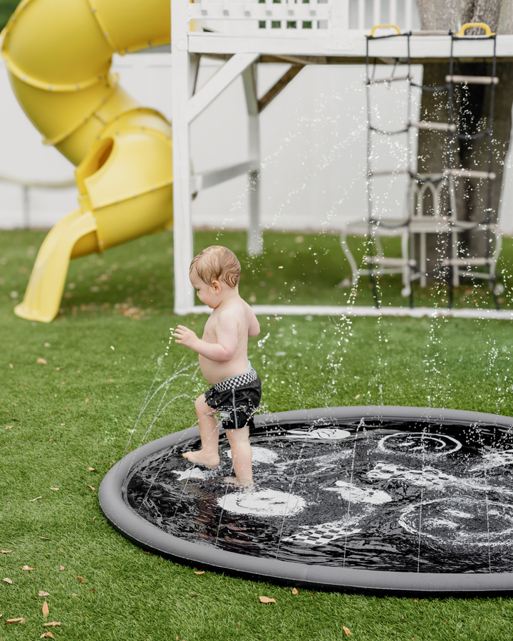 Sprinkler Splash Pad for Kids: Monochrome Smiley