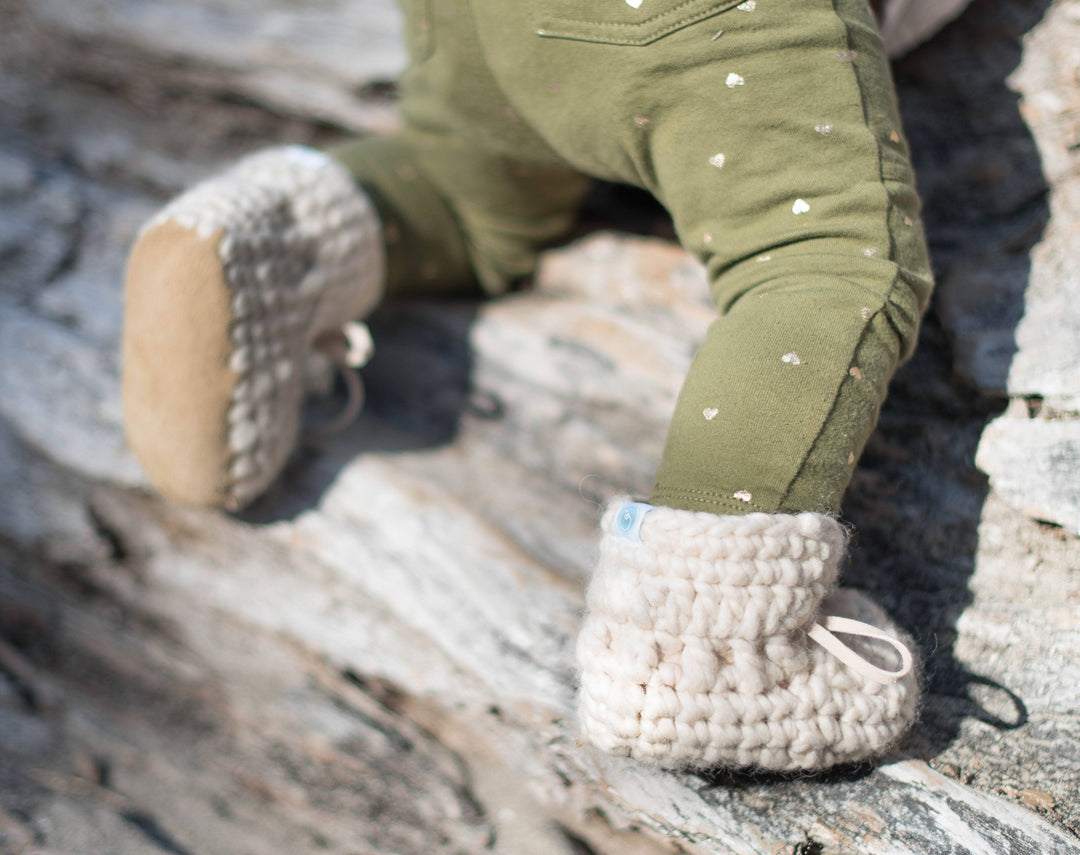 BABY BOOTIES - SWEATER MOCCS - IVORY