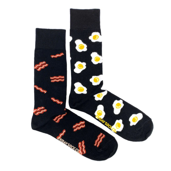 Men's Bacon & Eggs Mismatched Socks