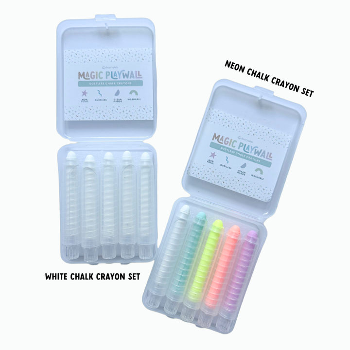 Dustless Chalk Crayons + Magnetic Holder Bundle: White