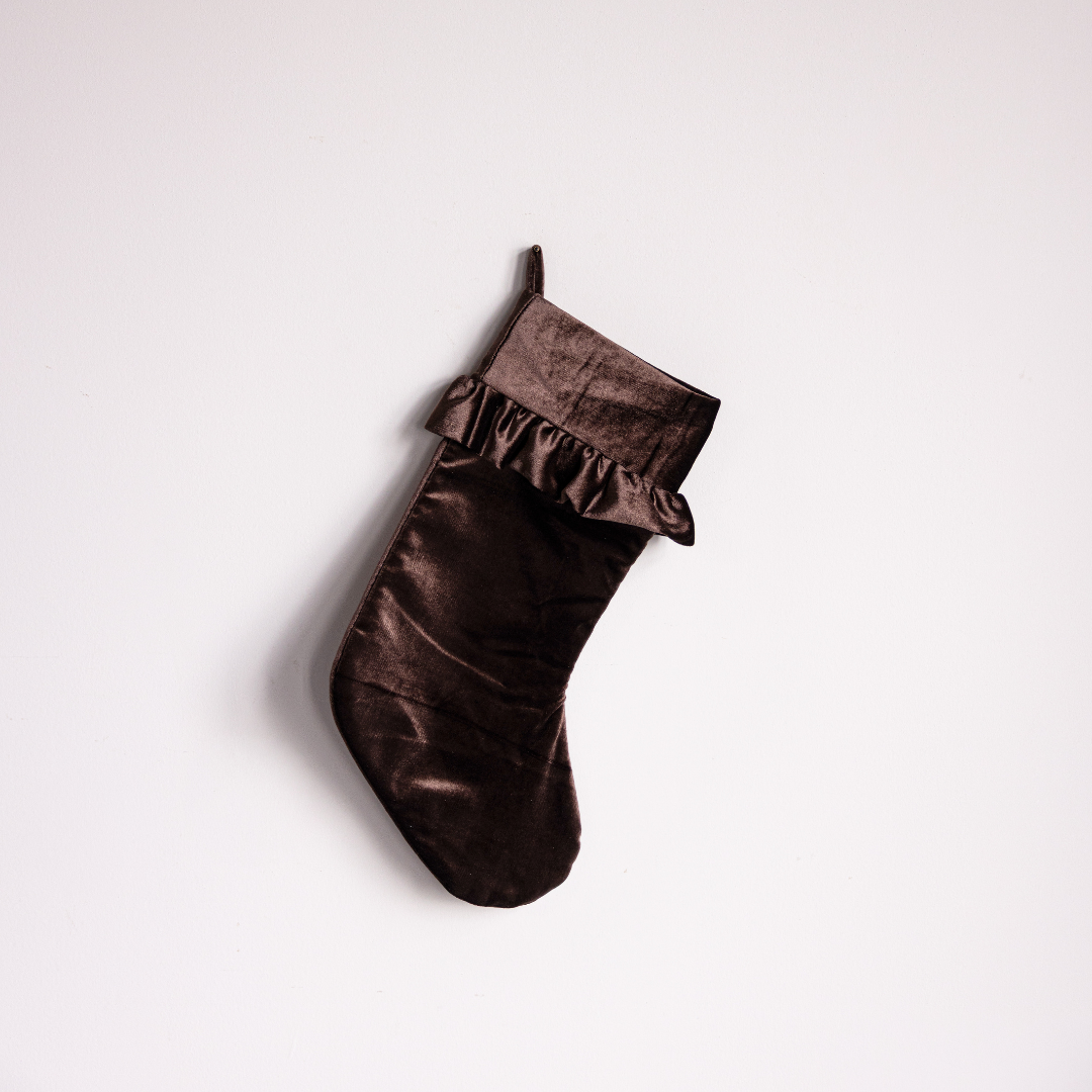 Brown Velvet Holiday Stocking