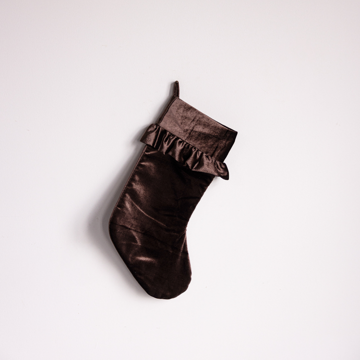 Brown Velvet Holiday Stocking