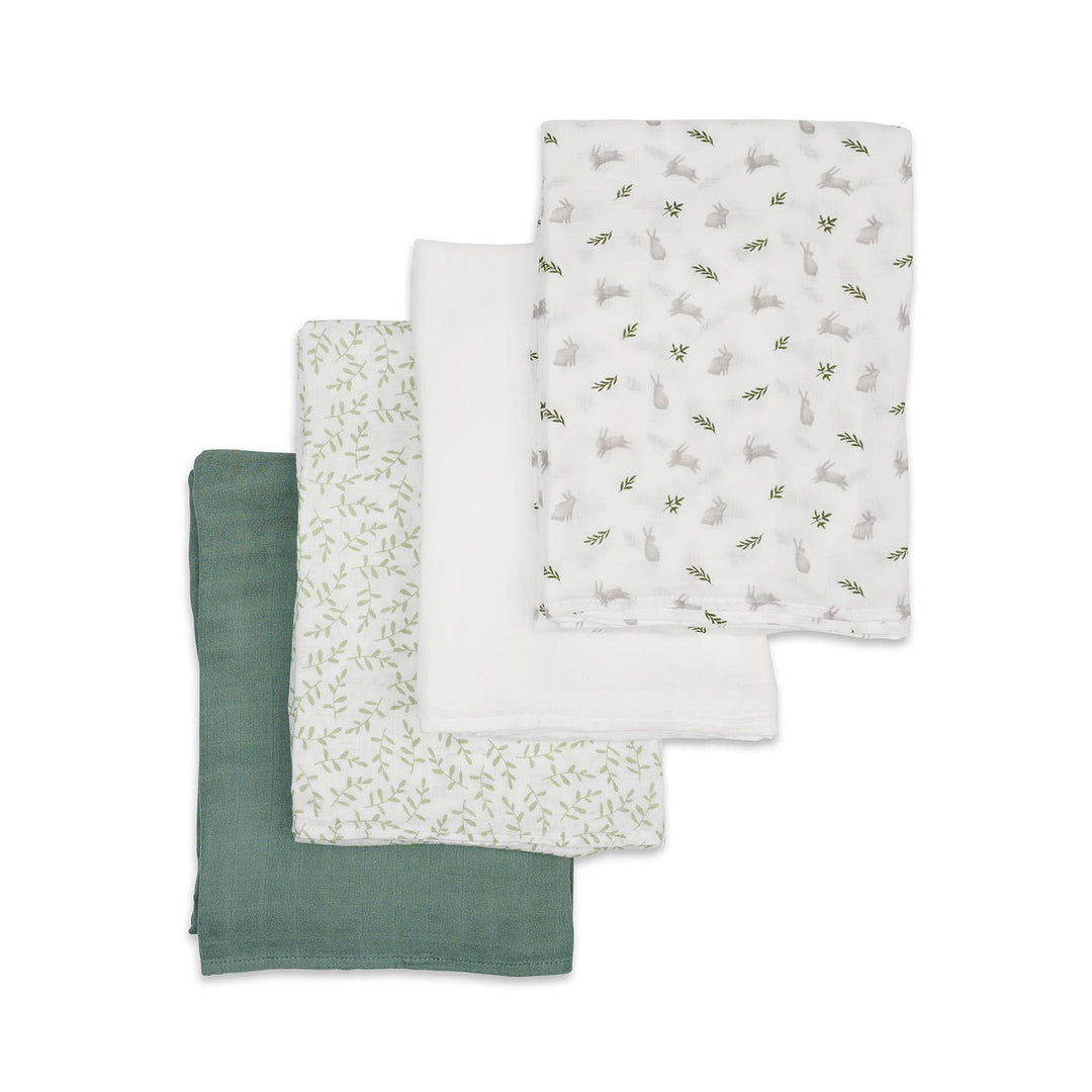 4 Pack Bamboo Muslin Swaddle Blankets– Fern & Bunnies