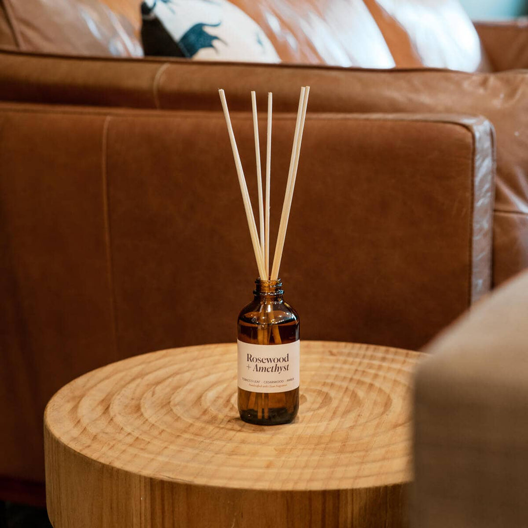 Rosewood + Amethyst | Clean Reed Diffuser: Diffuser Set (with box + reeds)