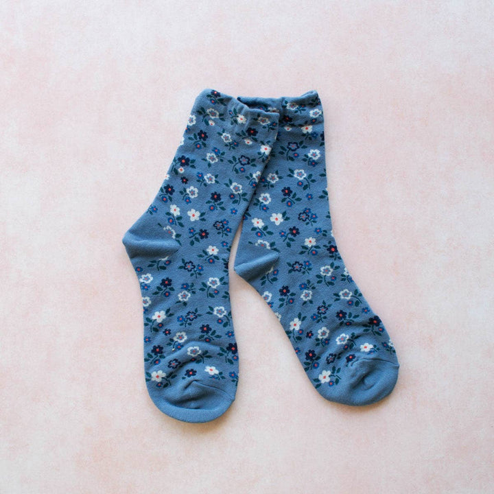 Garden Flower Socks: Blue
