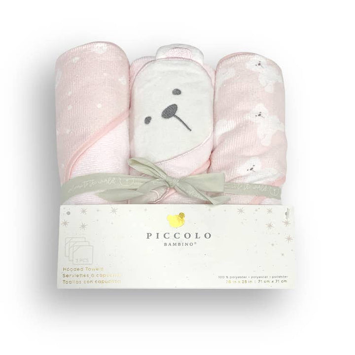 3 Pack Hooded Towels One Size |  28" X 28"- Pink