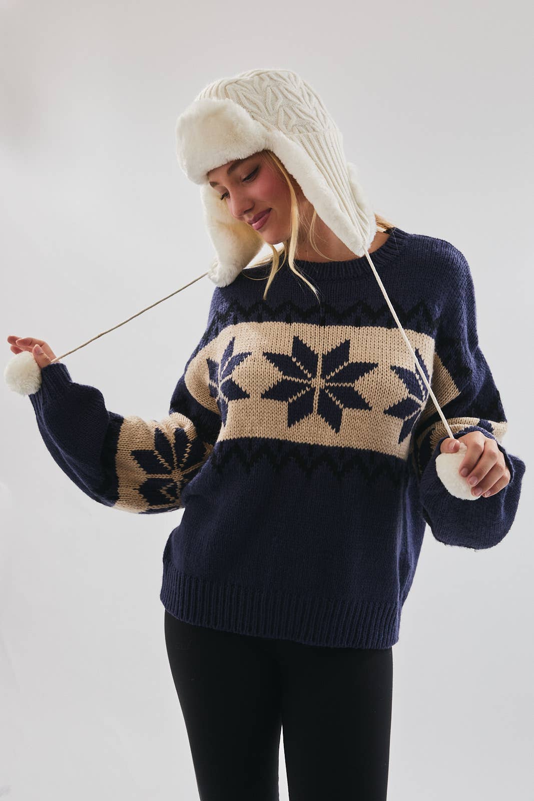 Nordic Knit Sweater - Navy