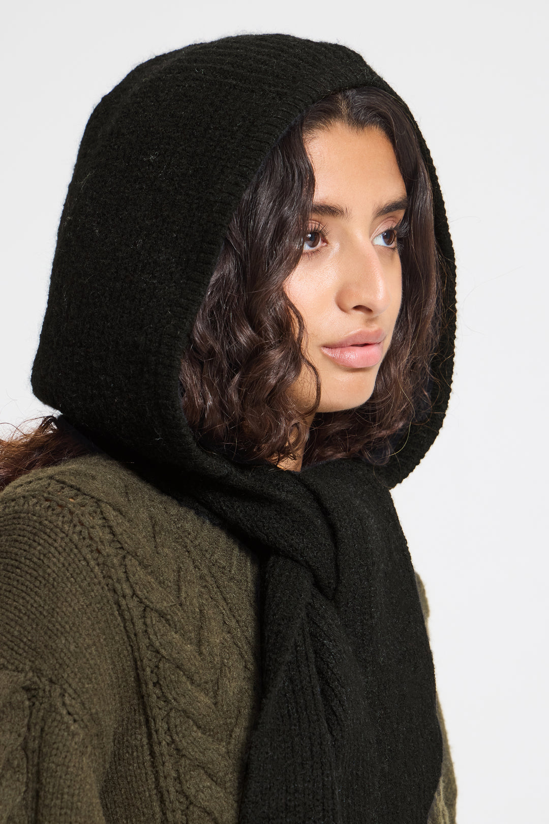 Iacharlotte Hooded Scarf- Black