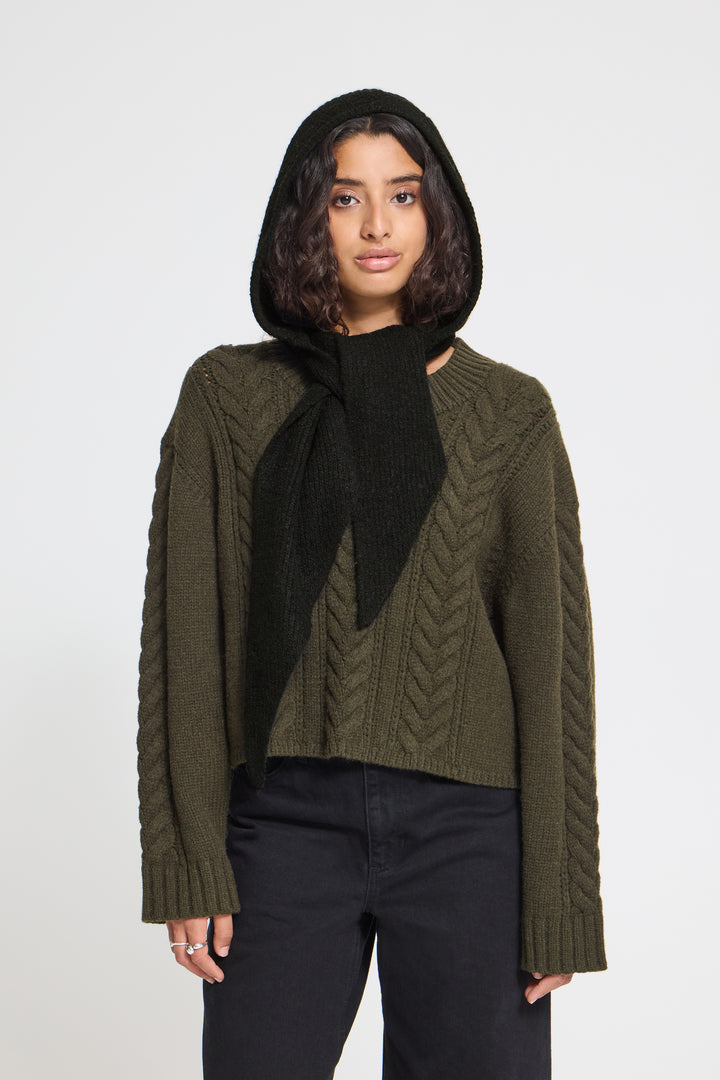 Iacharlotte Hooded Scarf- Black