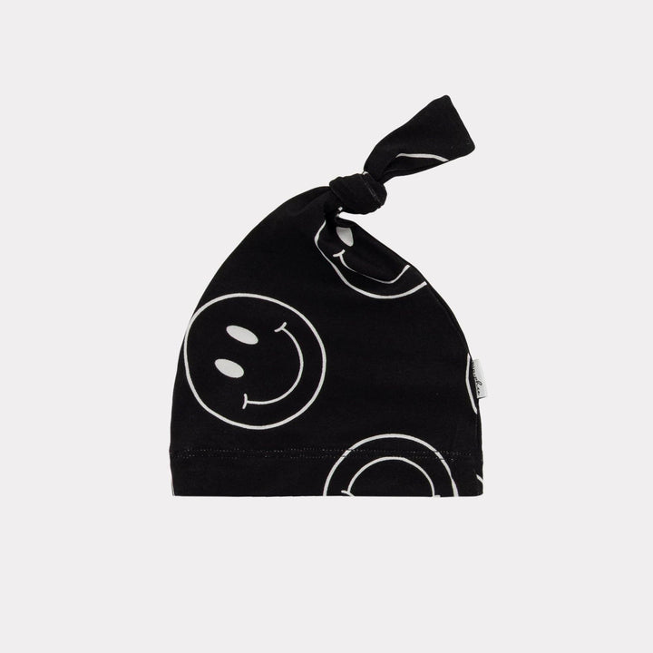 Bamboo Knot Hats: Black Smiley