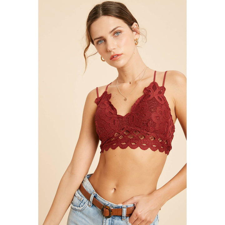 Lace Bralette - Burgundy