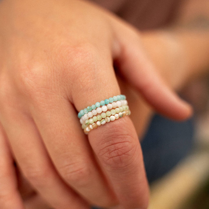 Kualoa Beaded Stretch Ring: Peach