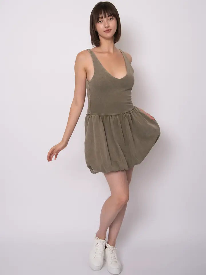 Vara Bubble Dress-Smokey Olive